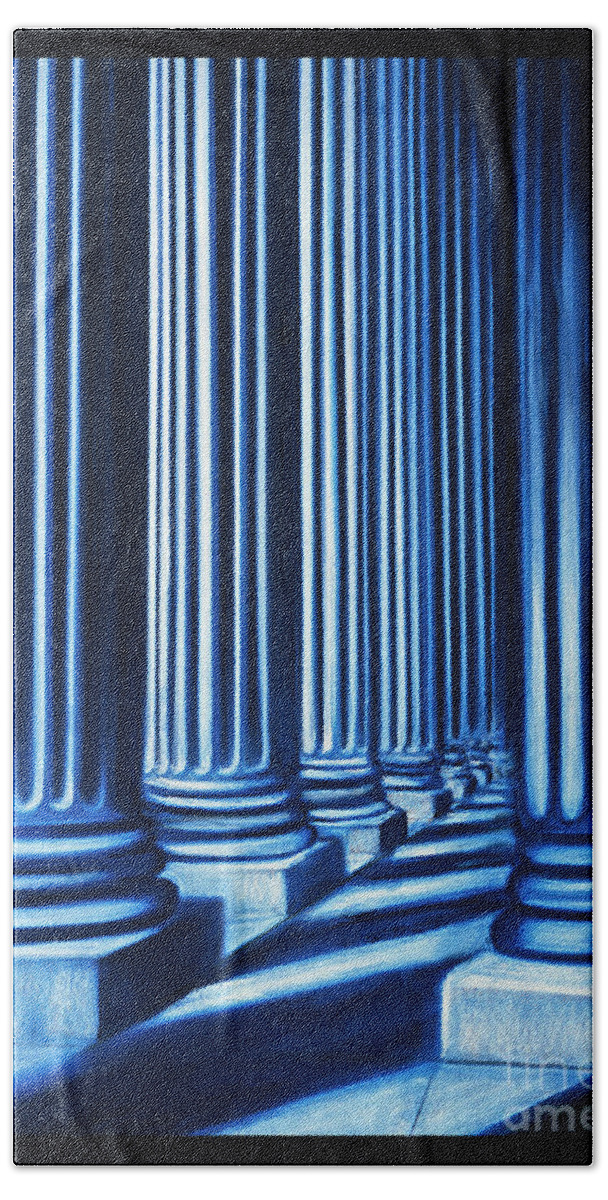 Blue Columns Bath Towel featuring the painting Blue Columns Original Pastel Art by William Cain