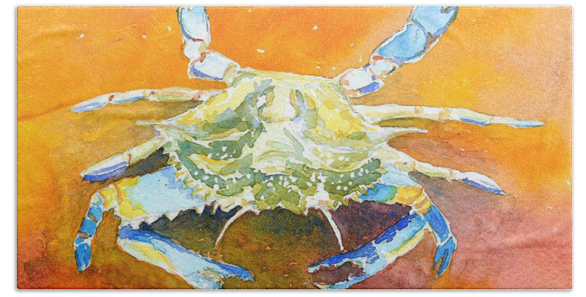 Crab Hand Towel featuring the painting Blue Crab by Anne Marie Brown