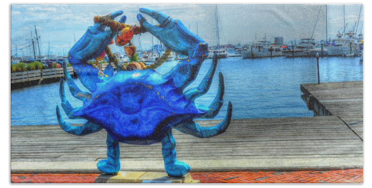 Crab Hand Towel featuring the photograph Blue Crab by Debbi Granruth
