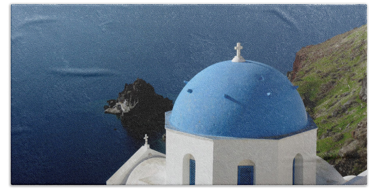 Travel Bath Towel featuring the photograph Blue Domed Church by Lucinda Walter