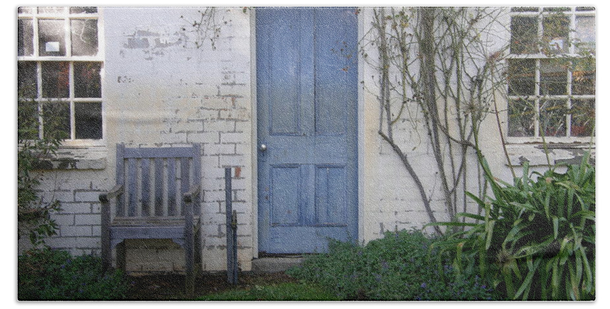 Blue Door Bath Towel featuring the photograph Blue Door by Bev Conover