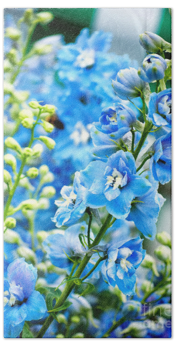 Natural Bath Towel featuring the photograph Blue Flowers by Antony McAulay