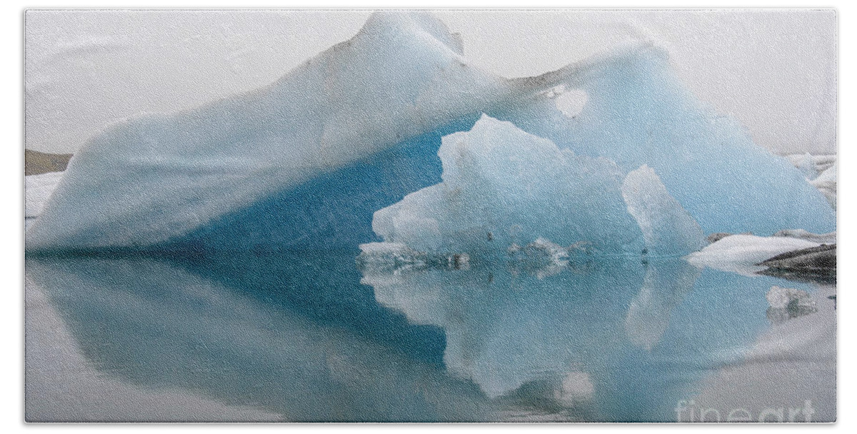 Ice Hand Towel featuring the photograph Blue icebergs by Patricia Hofmeester