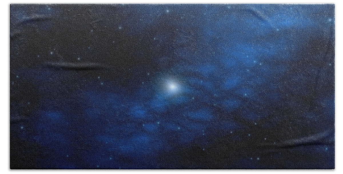 Space Hand Towel featuring the digital art Blue Interstellar Gas by Robert aka Bobby Ray Howle