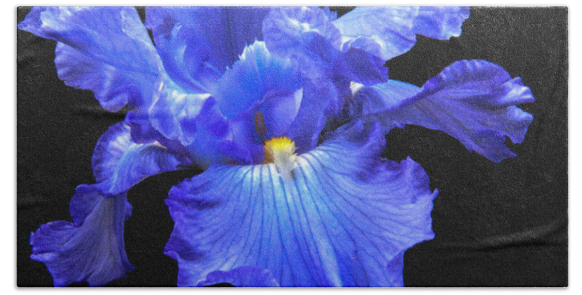 Flower Bath Towel featuring the photograph Blue Iris by Robert Bales