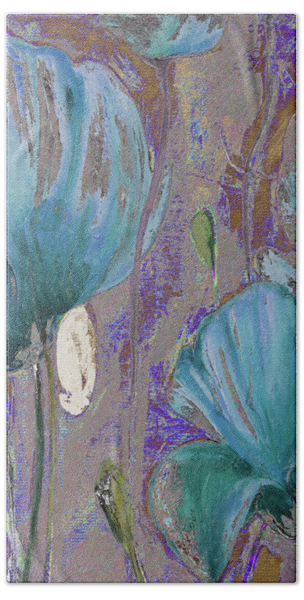 Blue Bath Sheet featuring the painting Blue Poppies by Patricia Pinto
