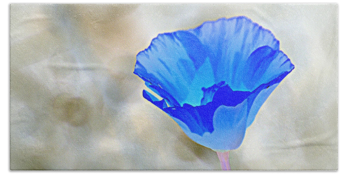 Flower Bath Towel featuring the photograph Blue Poppy by AJ Schibig