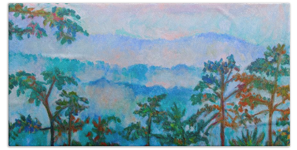 Blue Ridge Mountains Paintings Bath Towel featuring the painting Blue Ridge Mist by Kendall Kessler