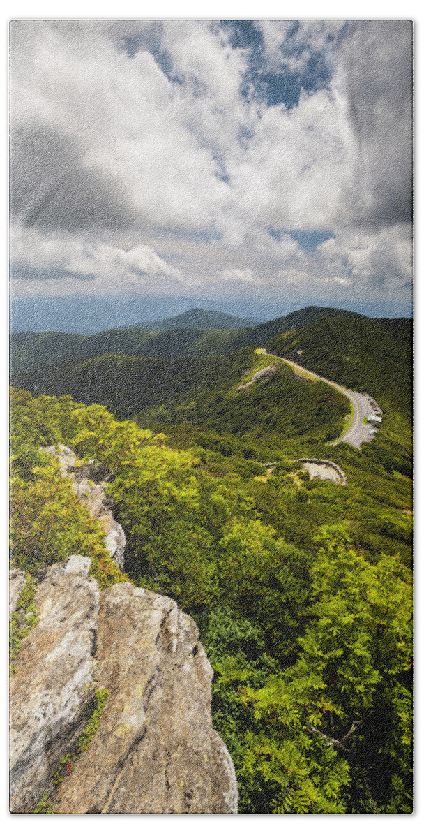 Blue Ridge Parkway Hand Towel featuring the photograph Blue Ridge Parkway Craggy Gardens Asheville NC - Craggy Pinnacle by Dave Allen