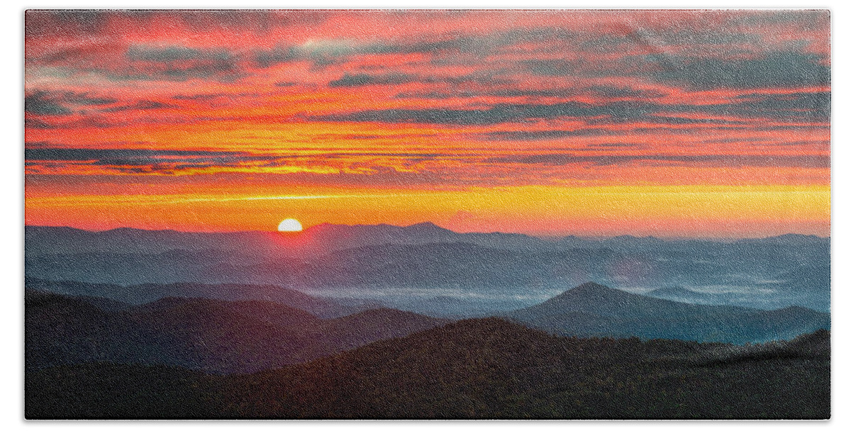 Nc Bath Towel featuring the photograph North Carolina Blue Ridge Parkway NC Autumn Sunrise by Dave Allen