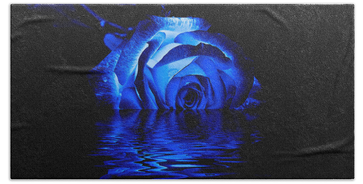 Blue Rose Hand Towel featuring the photograph Blue Rose by Doug Long