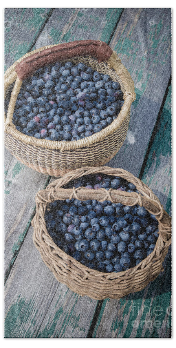 Picnic Hand Towel featuring the photograph Blueberry Baskets by Edward Fielding