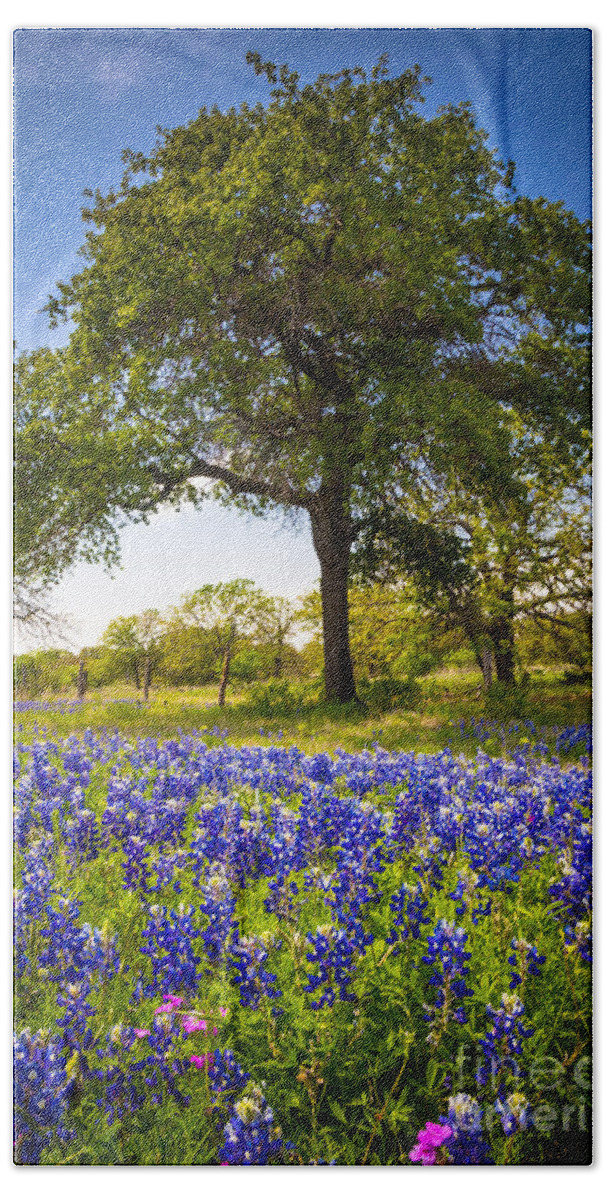 America Bath Towel featuring the photograph Bluebonnet Meadow by Inge Johnsson