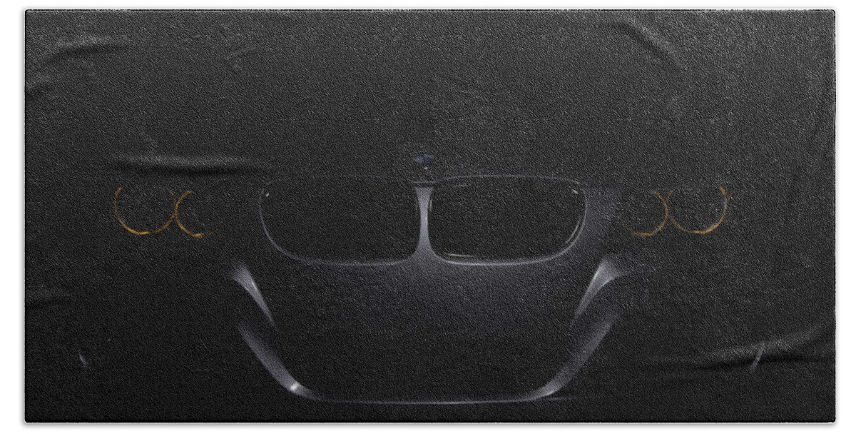 Car Bath Towel featuring the photograph BMW Car in black background by Paulo Goncalves