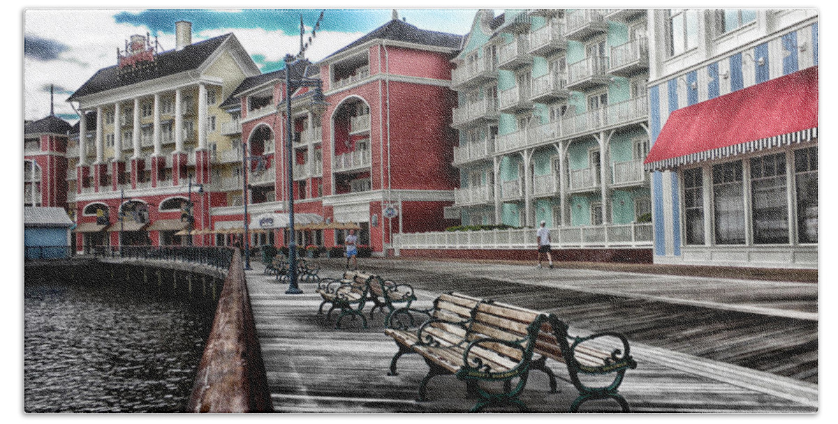 Boardwalk Bath Towel featuring the photograph Boardwalk Early Morning by Thomas Woolworth