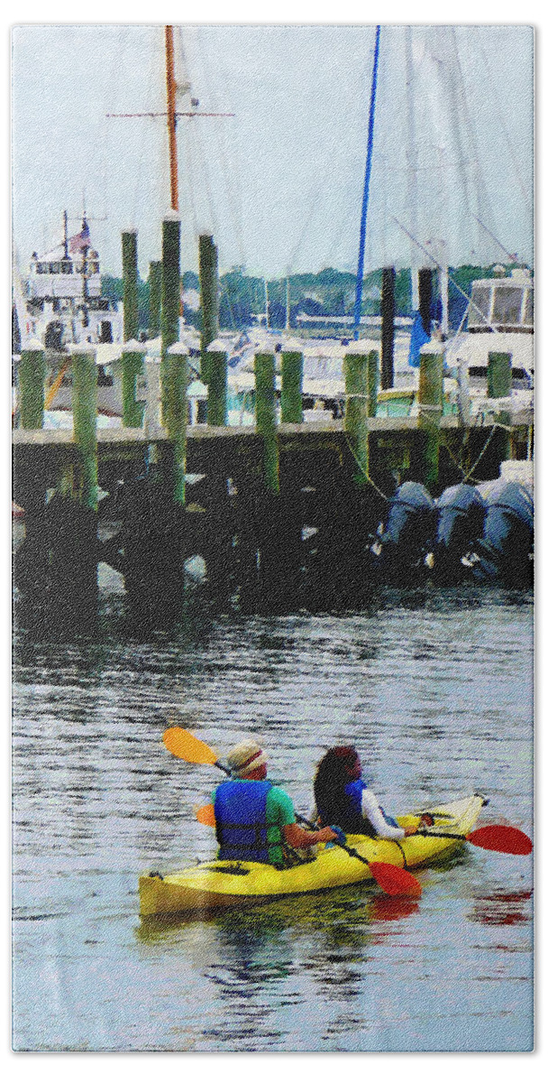 Boats Bath Towel featuring the photograph Boat - Kayaking in Newport RI by Susan Savad