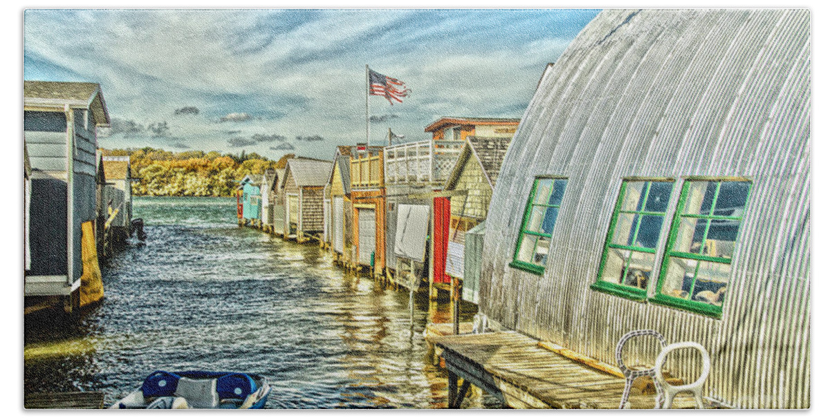 Water Bath Towel featuring the photograph Boathouse Alley by William Norton