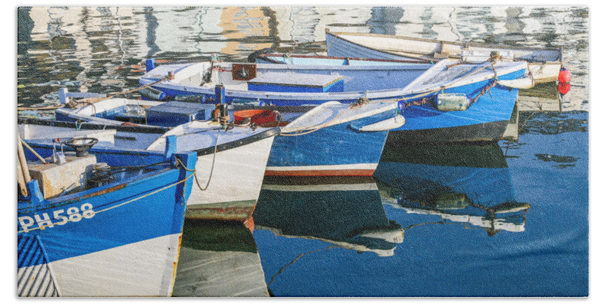 Boats Hand Towel featuring the photograph Boats at anchor by Sue Leonard