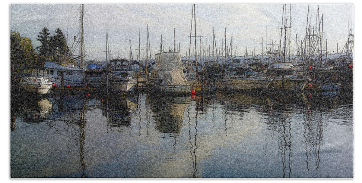 Landscape Hand Towel featuring the photograph Boats at Marina on Liberty Bay by Greg Reed
