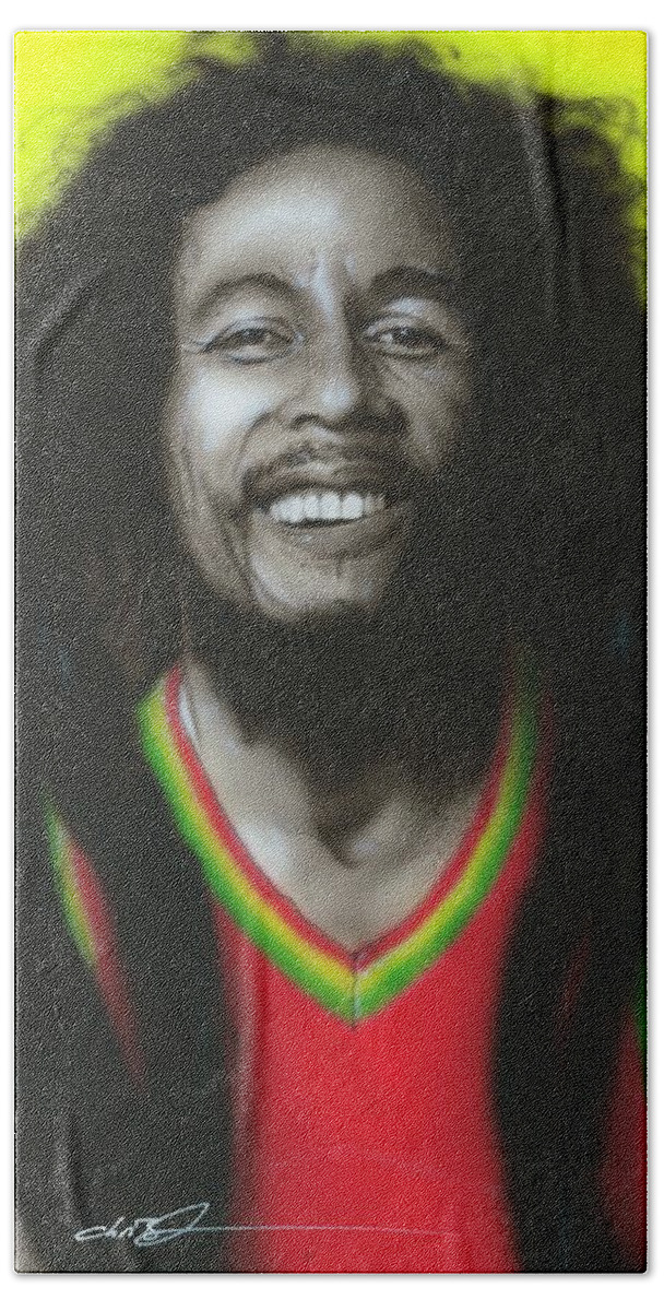 Bob Marley Bath Sheet featuring the painting Bob by Christian Chapman Art