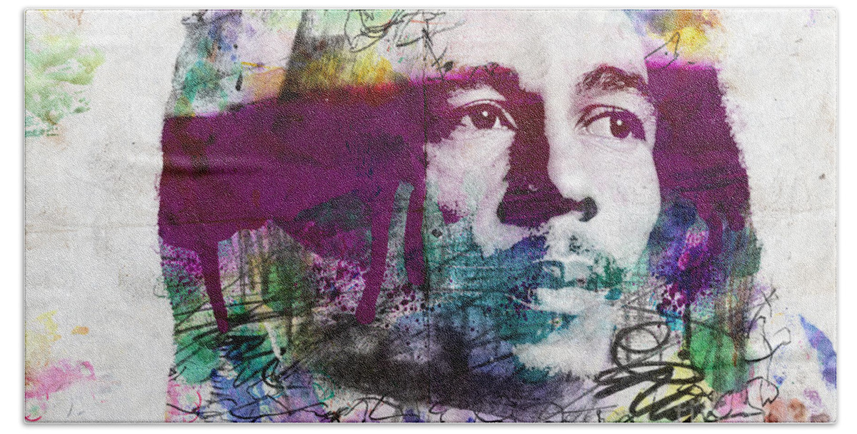Bob Bath Towel featuring the painting Bob Marley One Love by Jonas Luis