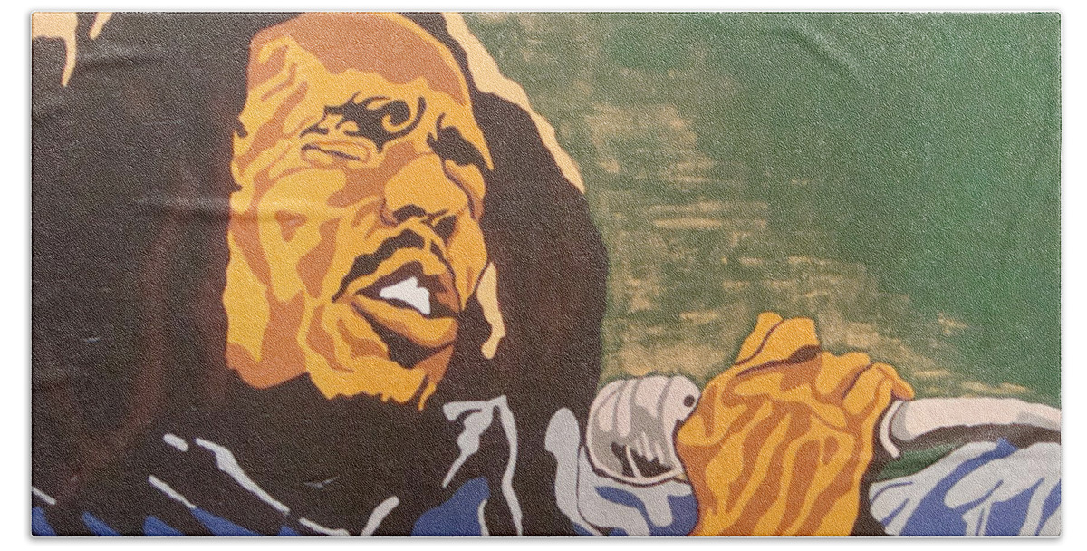 Bob Marley Bath Towel featuring the painting Bob Marley by Rachel Natalie Rawlins