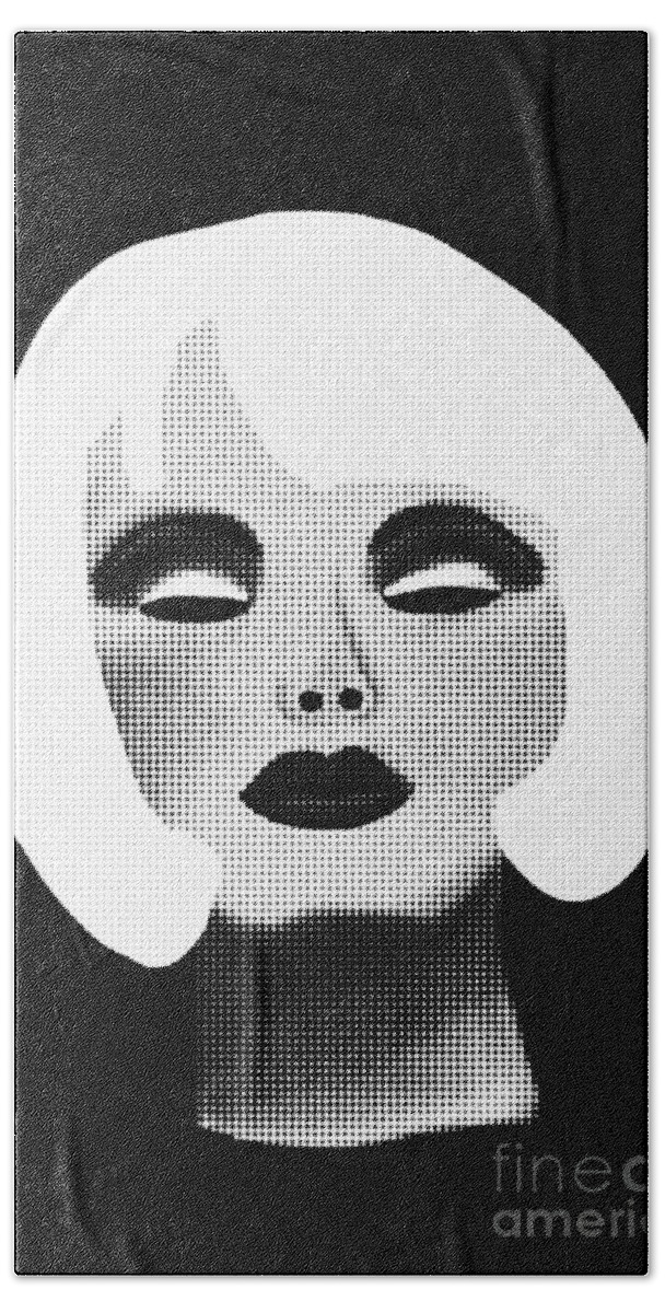  Bath Towel featuring the painting Blonde Beauty Model in Black and White by Barefoot Bodeez Art