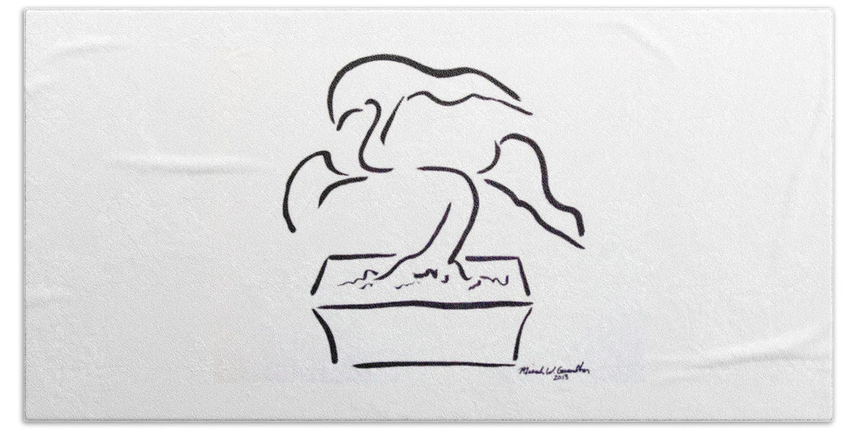 Bonsai Bath Towel featuring the painting Bonsai by Micah Guenther