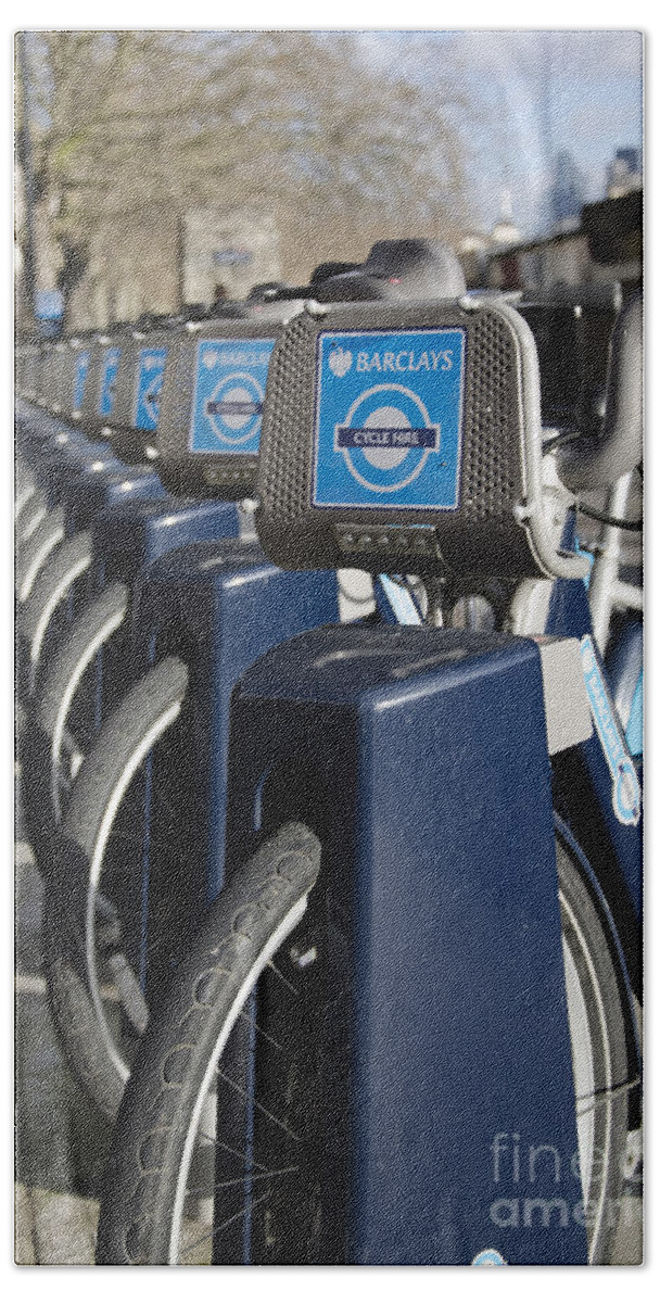 London Hand Towel featuring the photograph Boris bikes by Steev Stamford