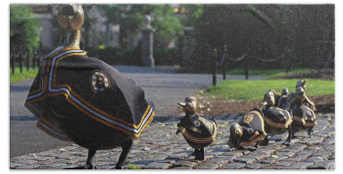 Bruins Bath Towel featuring the photograph Boston Bruins Ducklings by Juergen Roth