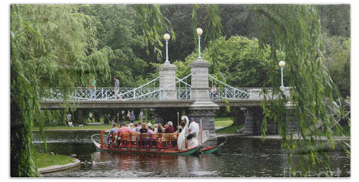 Boston Common Hand Towel featuring the photograph Boston Swan Boat by Christiane Schulze Art And Photography