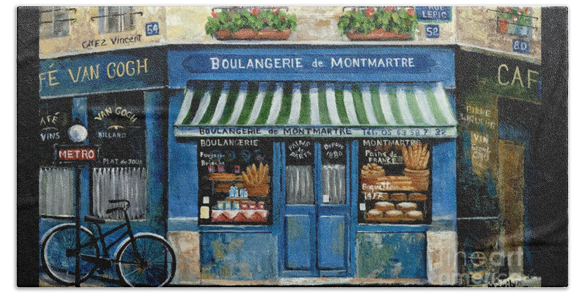 Europe Bath Sheet featuring the painting Boulangerie de Montmartre by Marilyn Dunlap