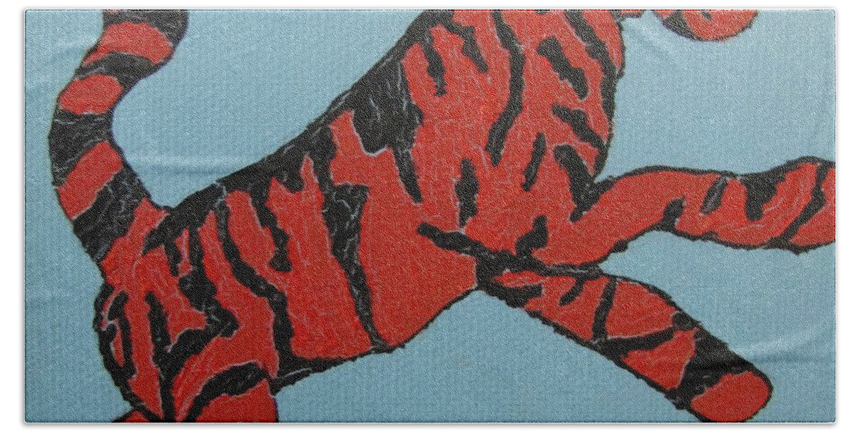 Tigger Bath Towel featuring the painting Bounce by Denise Railey
