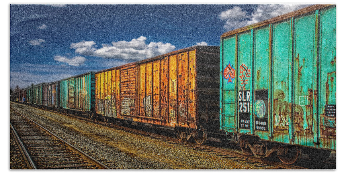 Train Hand Towel featuring the photograph Boxcars by Bob Orsillo