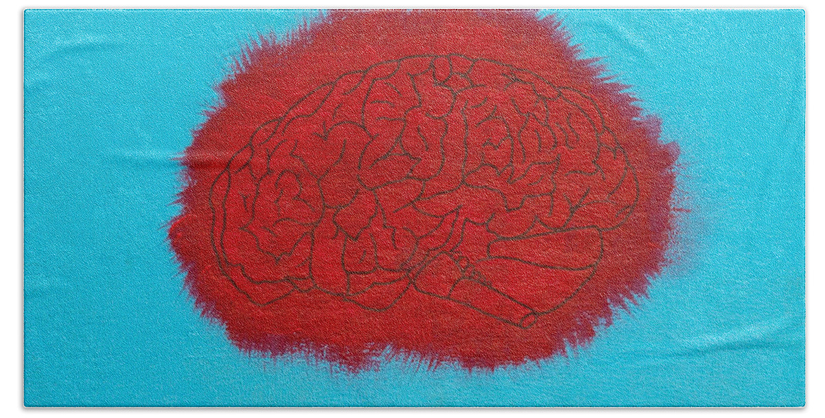  Bath Towel featuring the painting Brain red by Stefanie Forck