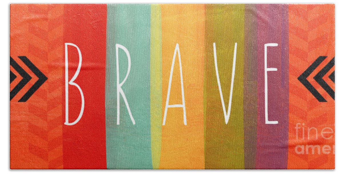 Brave Bath Towel featuring the painting Brave by Linda Woods
