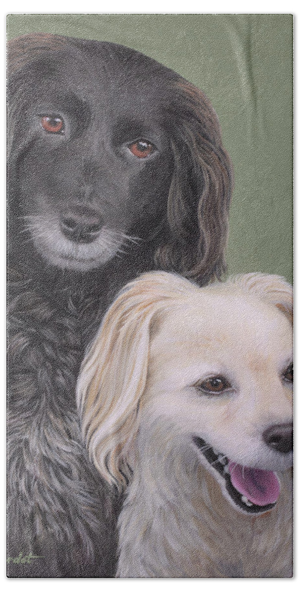 Dog Bath Towel featuring the painting Brea and Randy by Jane Girardot