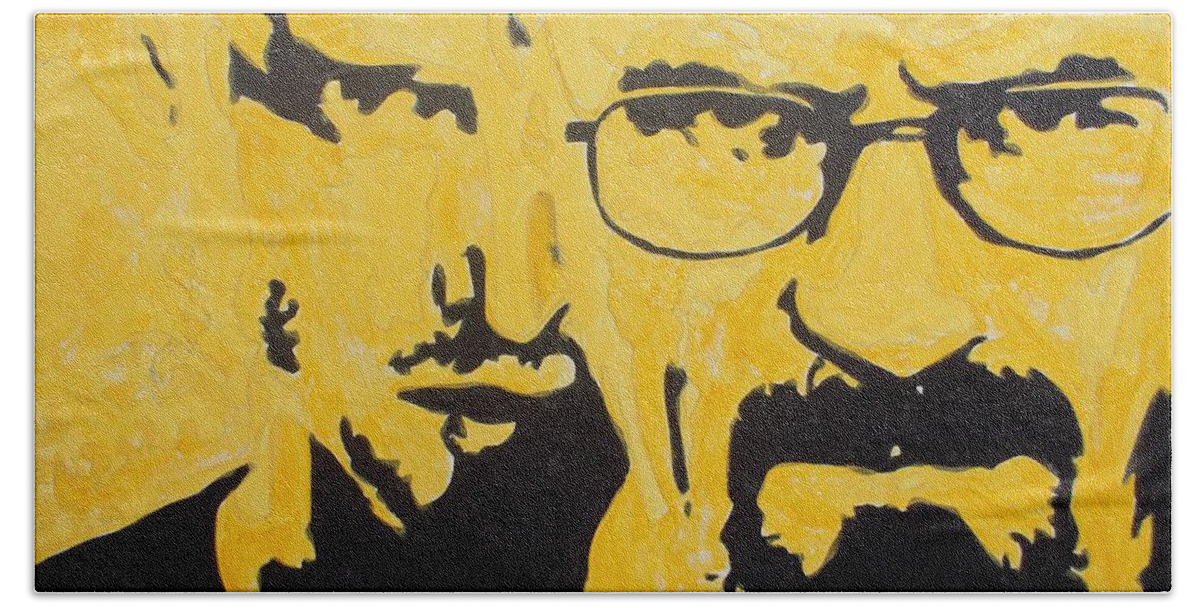 Breaking Bad Hand Towel featuring the painting Breaking Bad Yellow by Marisela Mungia
