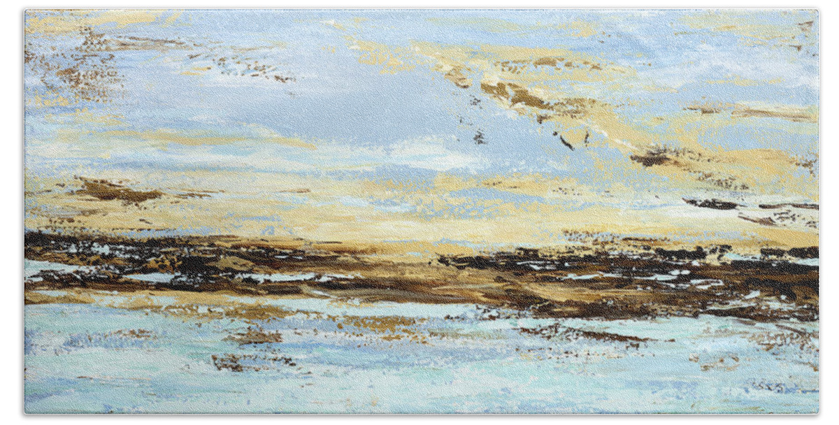 Costal Bath Towel featuring the painting Breakwater by Tamara Nelson