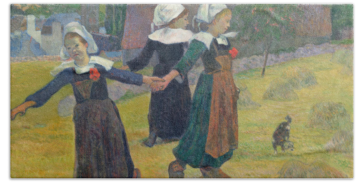 Kid Bath Towel featuring the painting Breton Girls Dancing by Paul Gauguin