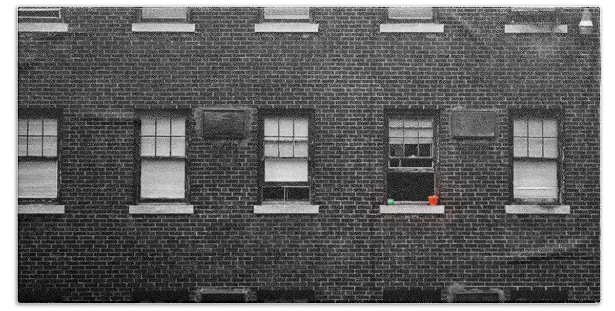 Architecture Hand Towel featuring the photograph Brick Wall and Windows by Jim Shackett