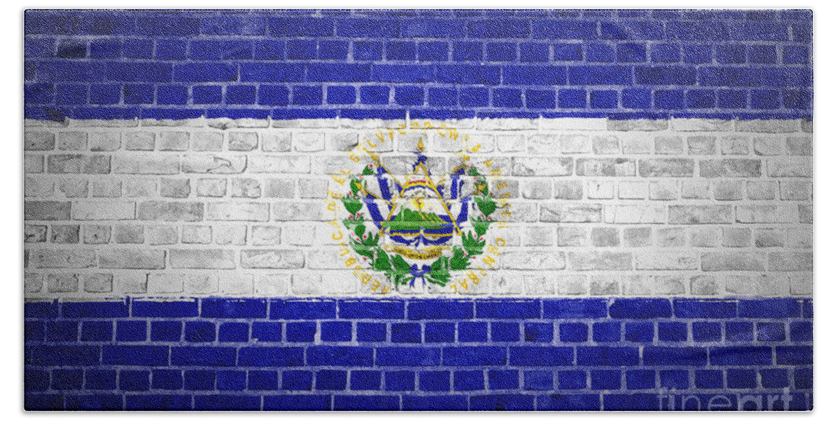 El Salvador Bath Towel featuring the digital art Brick Wall El Salvador by Antony McAulay