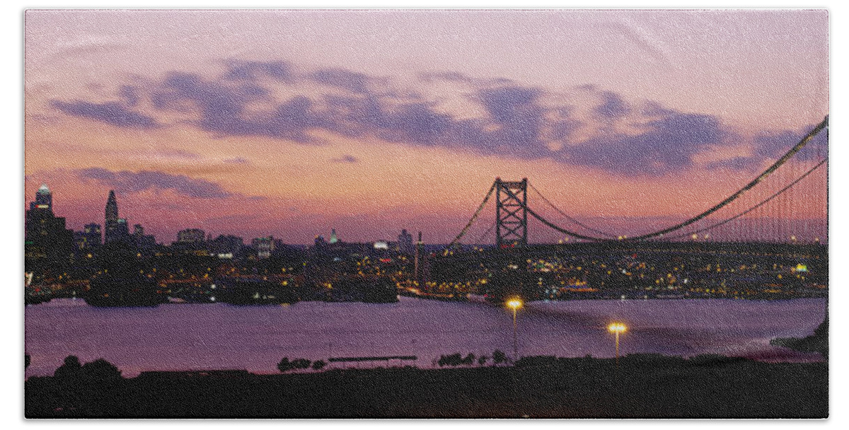 Photography Hand Towel featuring the photograph Bridge Across A River, Ben Franklin by Panoramic Images