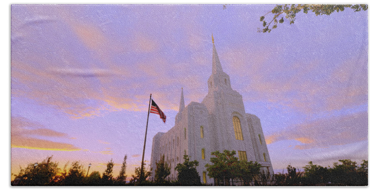 Brigham City Hand Towel featuring the photograph Brigham City Temple I by Chad Dutson