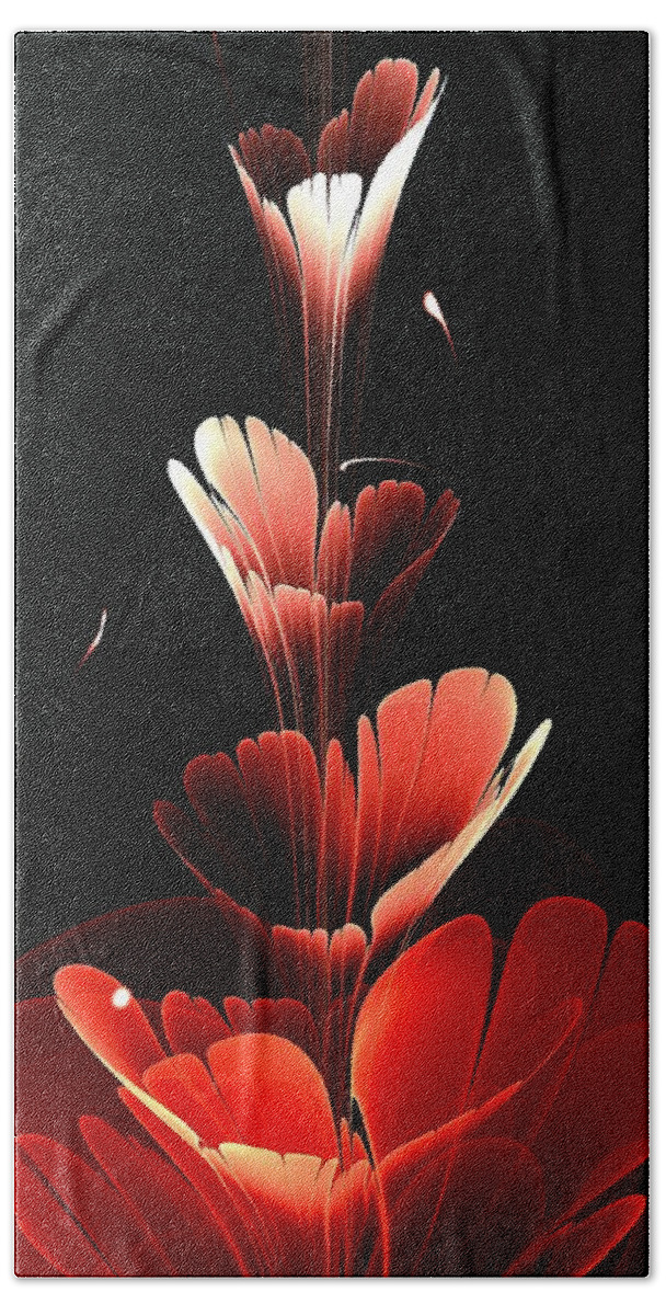 Plant Bath Towel featuring the digital art Bright Red by Anastasiya Malakhova