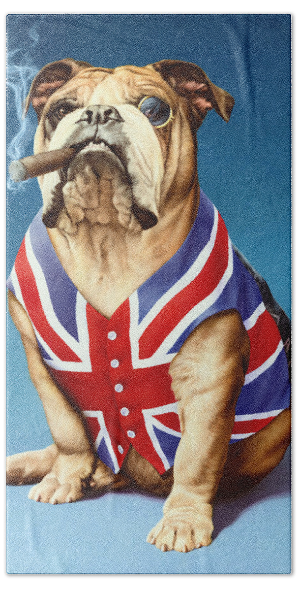 British Hand Towel featuring the photograph British Bulldog by MGL Meiklejohn Graphics Licensing