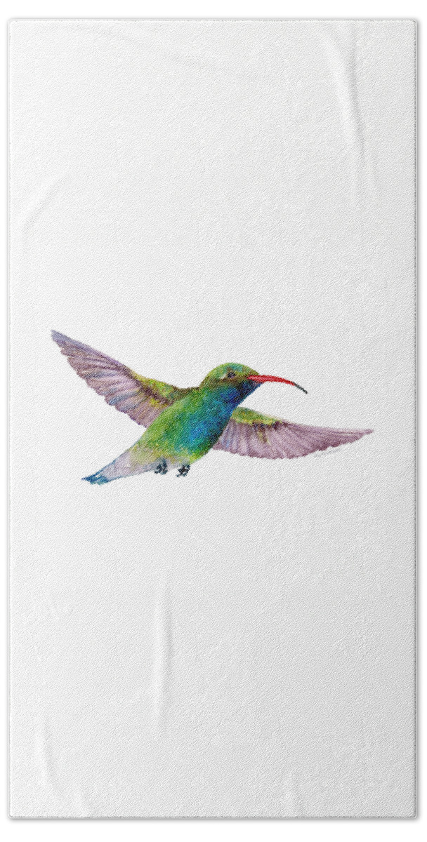 Bird Hand Towel featuring the painting Broad Billed Hummingbird by Amy Kirkpatrick
