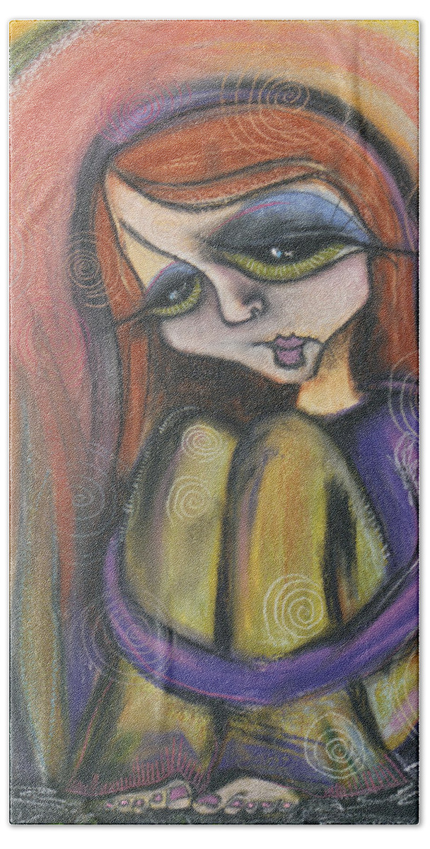 Self Portrait Hand Towel featuring the pastel Broken Spirit by Tanielle Childers