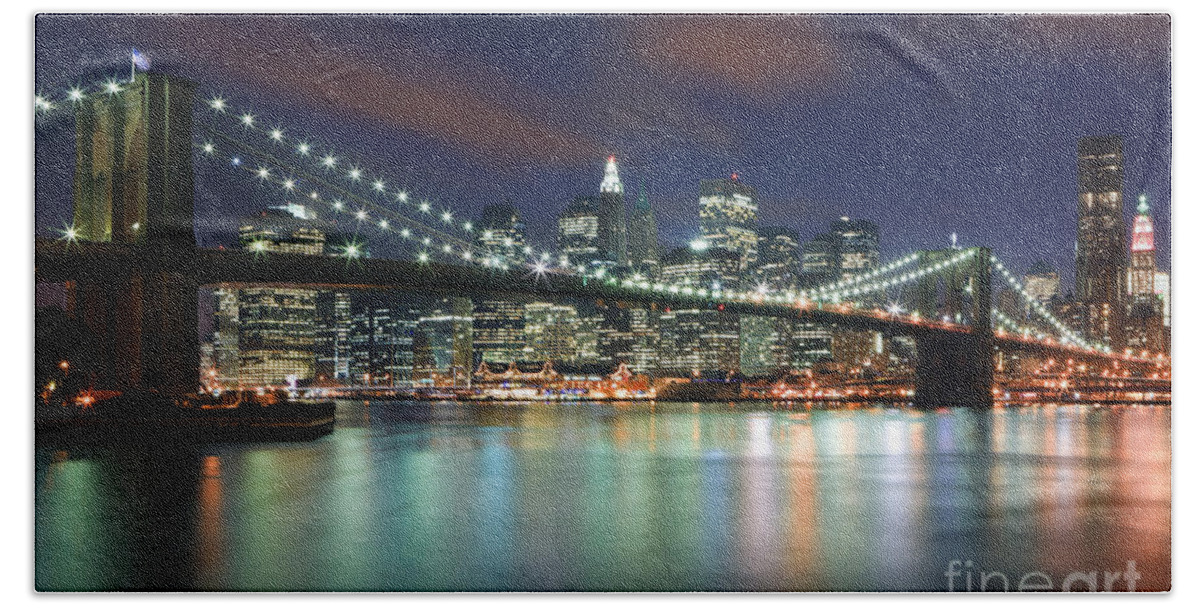 America Bath Towel featuring the photograph Brooklyn Bridge by Henk Meijer Photography