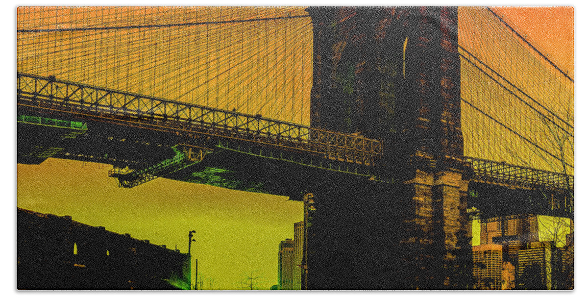 Brooklyn Hand Towel featuring the photograph Brooklyn Bridge Pop by Alissa Beth Photography